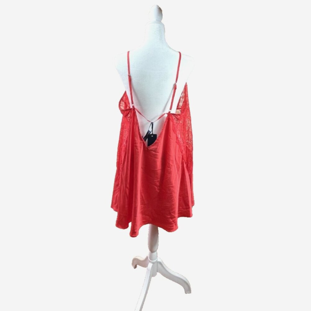 Fox &‎ Royal Lace Chemise Size 18 Burnt Coral Slinky Nightgown NWT